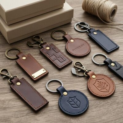 Móc khóa da bền bỉ với nhiều kiểu dáng và tùy chọn tùy chỉnh, hoàn hảo cho quà tặng thương hiệu doanh nghiệp