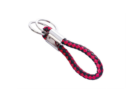 Quà tặng màu đỏ Dây đeo chìa khóa bằng da dễ thương 10mm Dây bện PU Đồ trang trí trên xe