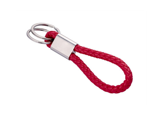 10mm Dây chuyền chìa khóa bằng da bện PU Debossing Logo Giá đỡ chìa khóa ô tô