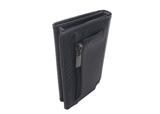 Carbon PU Leather RFID Credit Card Organizer Wallet Chủ thẻ hình chữ nhật