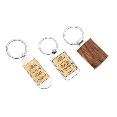 Móc khóa bằng gỗ sồi bằng gỗ sồi thăng hoa Hợp kim kẽm Móc khóa trống