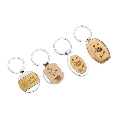Móc khóa bằng gỗ sồi bằng gỗ sồi thăng hoa Hợp kim kẽm Móc khóa trống
