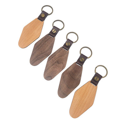 Móc khóa gỗ hình thoi tùy chỉnh 14g Watel Walnut khắc cá nhân