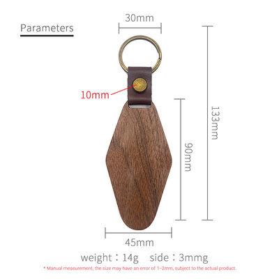 Móc khóa gỗ hình thoi tùy chỉnh 14g Watel Walnut khắc cá nhân