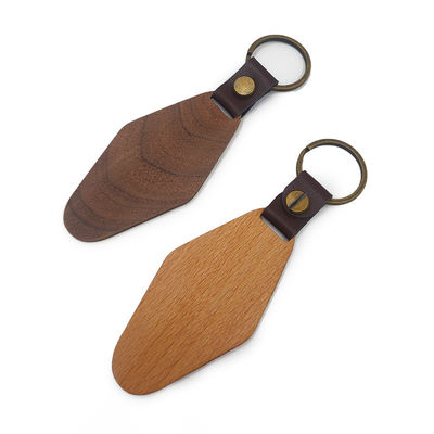 Móc khóa gỗ hình thoi tùy chỉnh 14g Watel Walnut khắc cá nhân