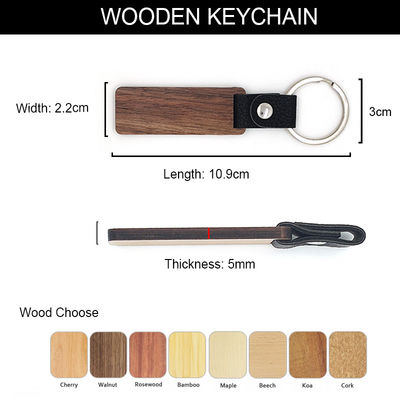 Khắc Móc Khóa Gỗ Da Theo Yêu Cầu - Gỗ Sồi Óc Chó
