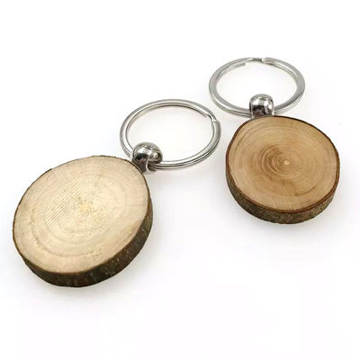 Khắc móc khóa gỗ tròn đơn giản thủ công tự nhiên thân thiện với môi trường và mộc mạc