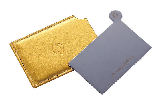 Custom Logo PU Pocket Mirror với thiết kế gấp và phóng to 1x