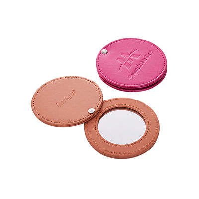 Chiếc gương nhỏ gọn hình tròn bằng da PU có thể gập lại 1X 2X phóng to