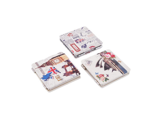 Gương bỏ túi mỹ phẩm vuông mini Da PU Mô hình in kỹ thuật số ABS