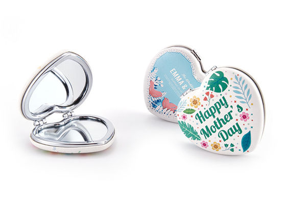 Debossing Heart Mỹ phẩm Gương bỏ túi ABS Gương trang điểm có thể gập lại cho du lịch