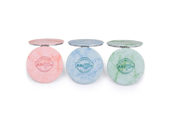 Mẫu đá cẩm thạch Gương nhỏ gọn màu bạc PU ABS Gương trang điểm có thể gập lại độ dày 10mm