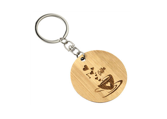 Sợi tre Móc khóa kim loại dễ thương Hình tròn 32mm Hợp kim kẽm phẳng