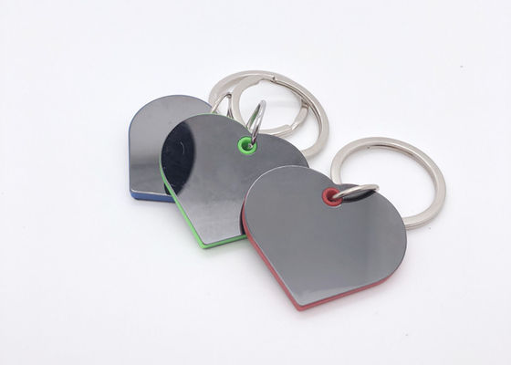 Vòng chìa khóa sắt Hình trái tim 4.2mm Mạ niken Mạ kim loại Chuỗi chìa khóa nhựa