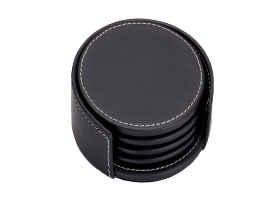 10x 4cm lót da tròn tùy chỉnh cốc uống nước màu đen