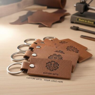 Giá tốt Laser khắc Logo da Keychain hình chữ nhật bền hoàn hảo cho quà tặng kinh doanh tùy chỉnh và các mặt hàng cá nhân trực tuyến