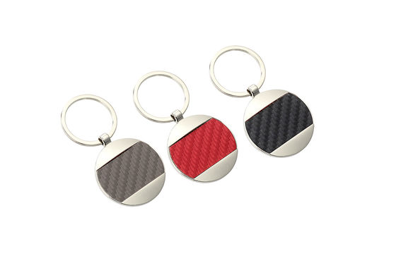 Dây chuyền chìa khóa bằng da sợi carbon màu đỏ Giá đỡ chìa khóa bằng da màu đen Pantone 5mm