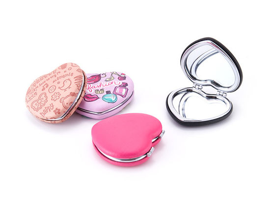 Giá tốt Debossing Heart Mỹ phẩm Gương bỏ túi ABS Gương trang điểm có thể gập lại cho du lịch trực tuyến